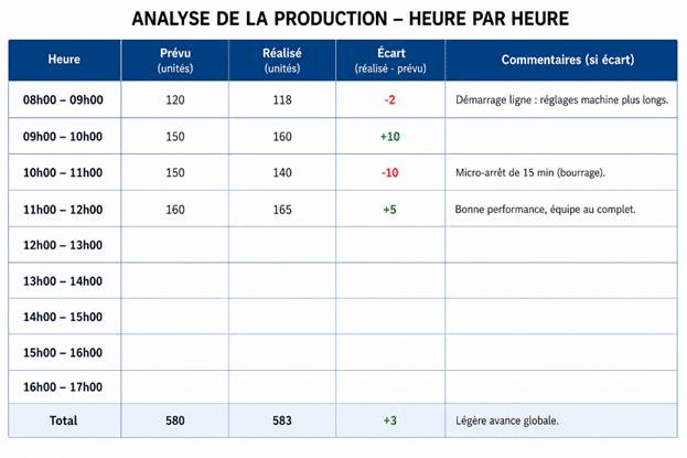 analyse de la production heure par heure