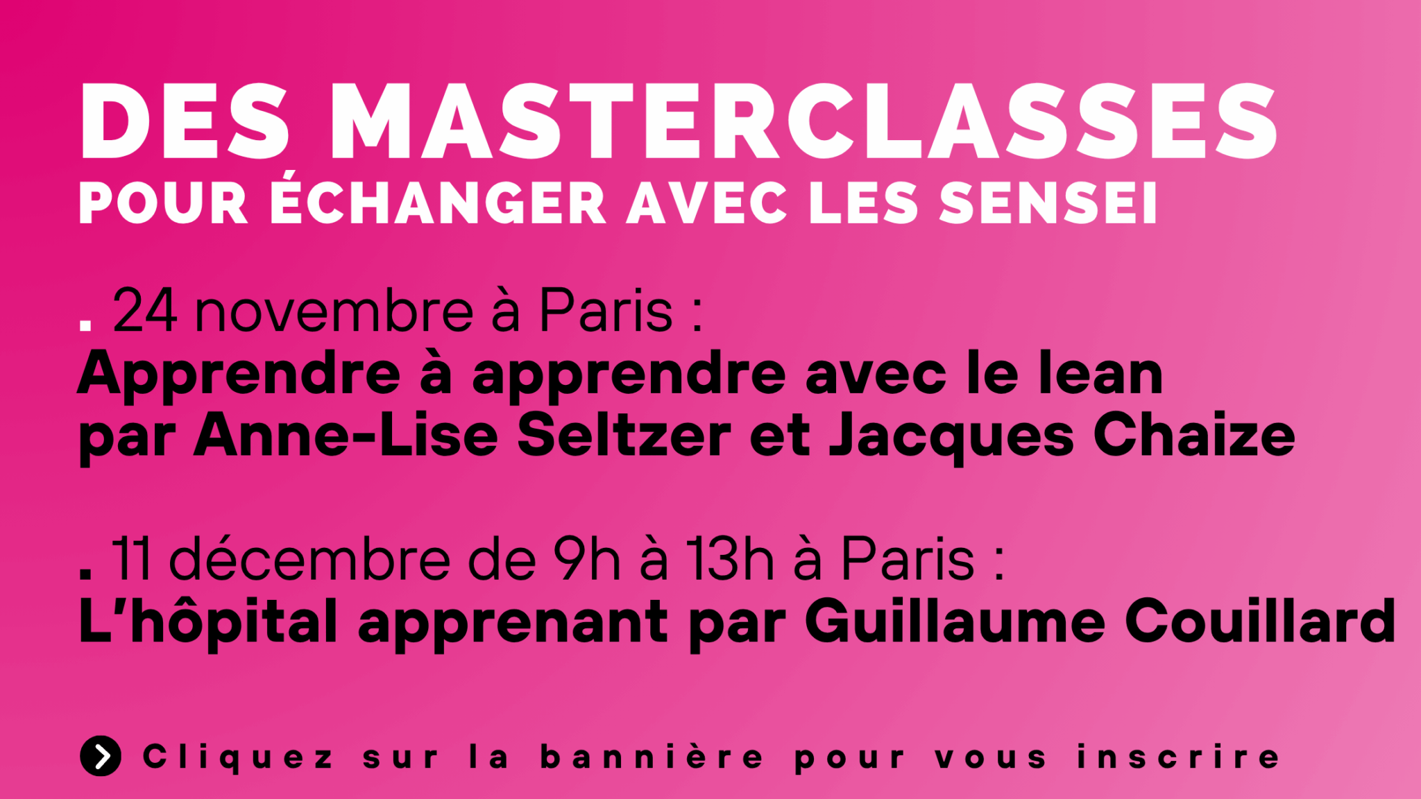 Masterclasses nov - dec 2026 événements novembre décembre 2026